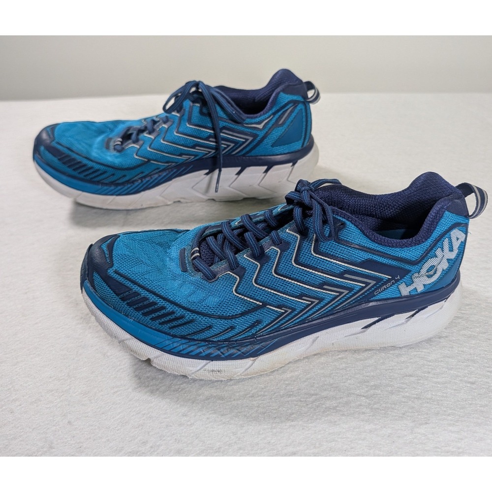 HOKA ONE ONE Clifton 4 Mens Blue Running Shoes 1016723 DBTBL Sneakers Size 8.5